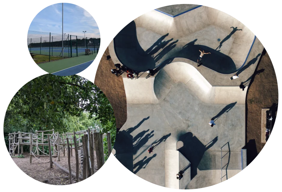 A photo montage of recreational projects that have been funded by Veolia Environmental Trust